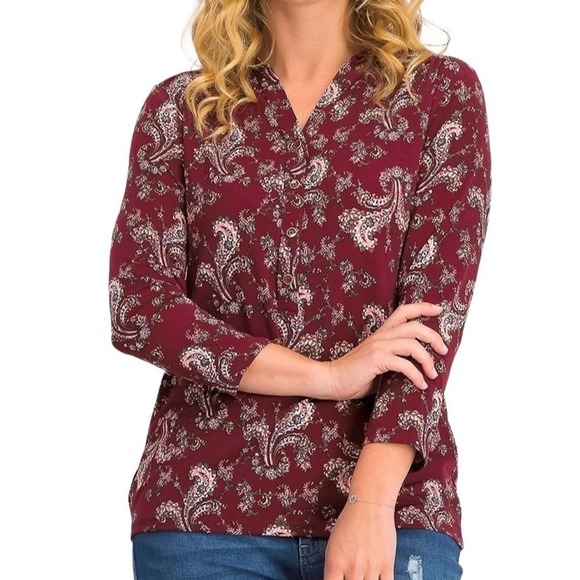 Charter Club Floral-Print Polo Top Carriage Red Combo XL - Picture 1 of 4